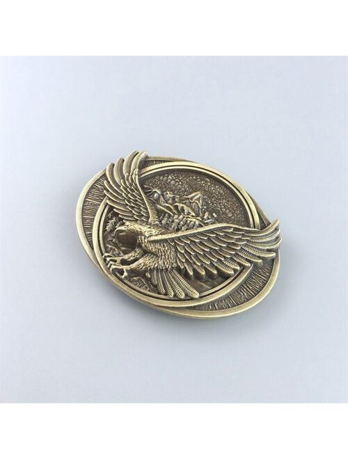 Vintage Bronze Plated American Pride Western Eagle In Flight Oval Belt Buckle Free Shipping BUCKLE-WT095AB also Stock in US