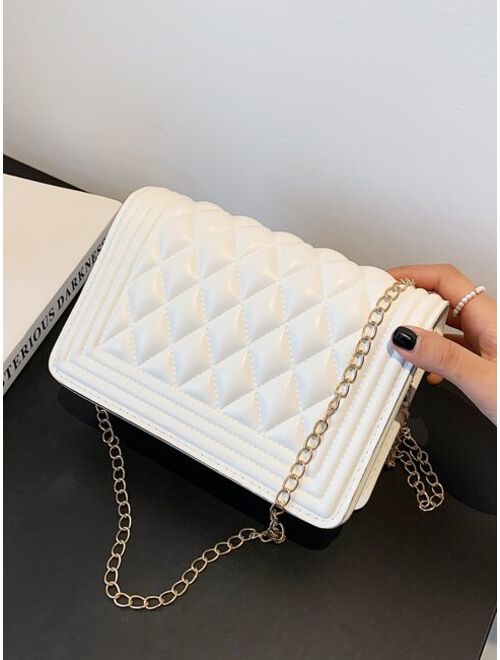 Buy Shein Quilted Flap Chain Crossbody Bag online Topofstyle