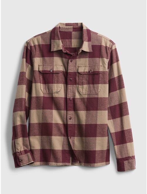 GAP Teen 100% Organic Cotton Double Flap Pocket Flannel Shirt