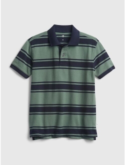 Kids 100% Organic Cotton Stripe Polo Shirt