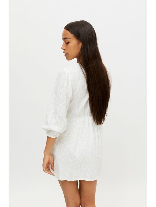 Urban outfitters UO Cass Embroidered Long Sleeve Mini Dress