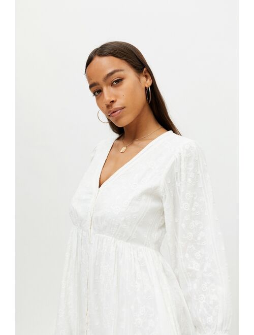 Urban outfitters UO Cass Embroidered Long Sleeve Mini Dress