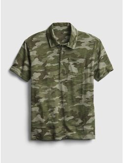 Kids Camouflage Print Polo T-Shirt