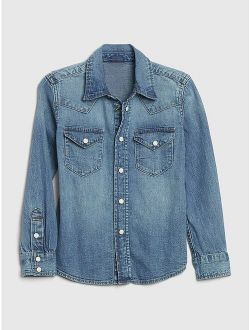 Kids Long Sleeve Denim Western Shirt