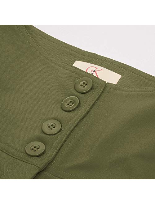 GRACE KARIN Women's Retro High Waist Buttons Front Short Pants with Pockets
