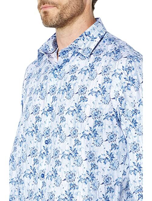 Bugatchi Wilder Long Sleeve Shaped Shirt Point Collar No Pocket
