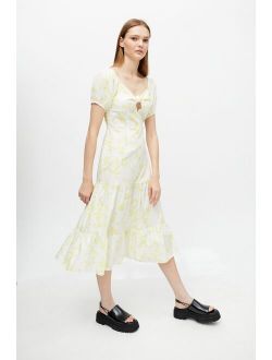 Glamorous Brushstroke Gathered Midi Dress