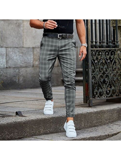 Men Joggers Plaid Pants Man Black Comfortable Pant Casual Streetwear Loose Trouser Japanese Trendy Pants Polyester Pencil Pants