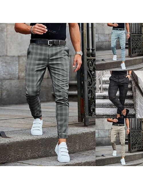 Men Joggers Plaid Pants Man Black Comfortable Pant Casual Streetwear Loose Trouser Japanese Trendy Pants Polyester Pencil Pants