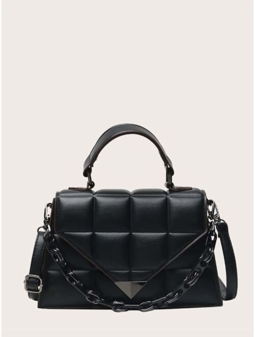 Shein Quilted Flap Satchel Bag