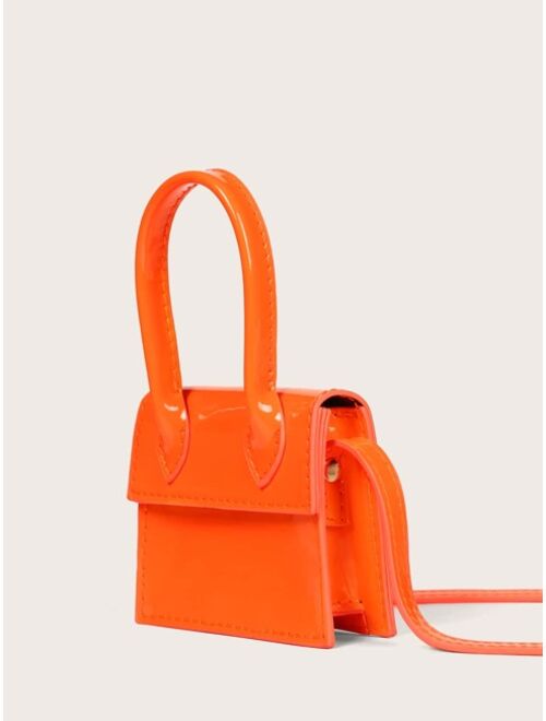 Shein Mini Neon Orange Satchel Bag