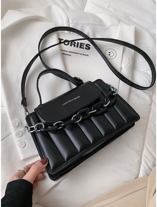 Shein Chain Decor Quilted Satchel Bag