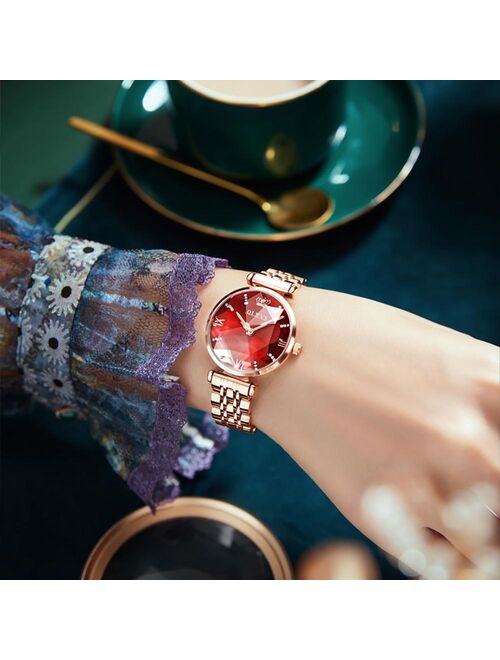 OLEVS 2021 New Fashion Watch for Women Diamond mirror Top Brand Luxury Stainless Steel Waterproof Quartz Wristwatch Montre femme