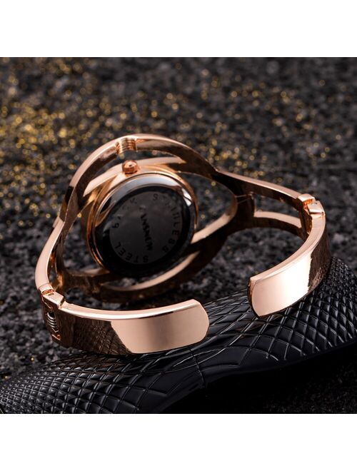 CANSNOW Relogio Feminino Fashion Gold Watch Women Bangle Bracelet Watches Luxury Stainless Steel Ladies Wristwatch Female Clock
