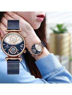 REWARD Women Watches Luxury Brand Ultra-thin Calendar Week Quartz Watch Ladies Clocks Mesh Stainless Steel Waterproof Wristwatch
