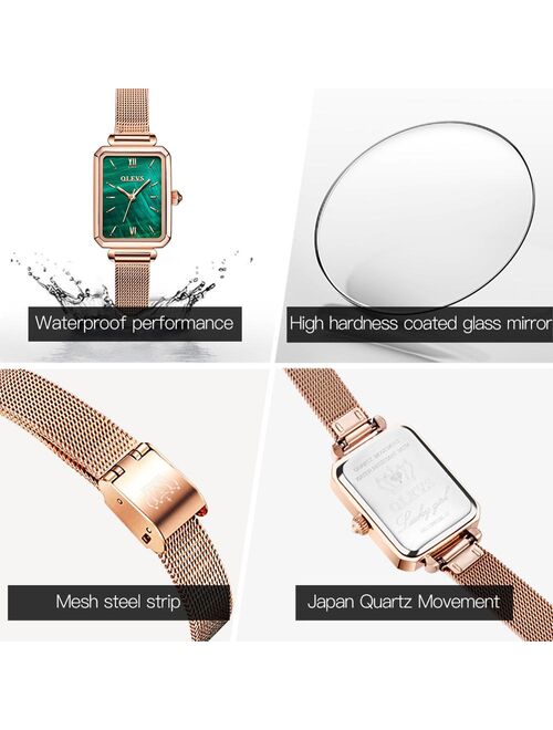 2021 OLEVS Fashion Watch for Women Square mirror Top Brand Luxury Stainless Steel Waterproof Quartz Wristwatch Montre femme 6624