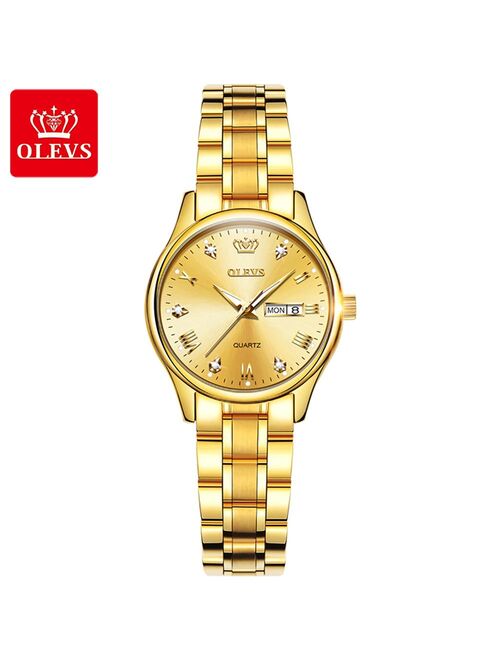 OLEVS Top Brand Women Quartz Watch Casual Luxury Dress Stianless Steel Waterproof Wristwatch for Lady zegarek damski 5563