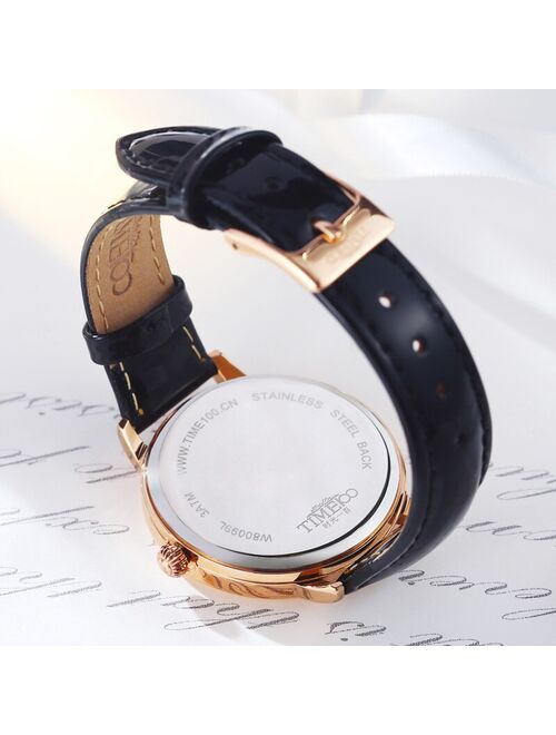 Time100 Women Watch Fashion Black Leather Strap Quartz Watches Ladies Causal Wrist Sport Watch For Women Clock relogio femininos