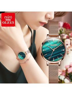 Womens Watches Wristwatch Rose Gold Starry Sky Quartz Band Ultra Thin Fashion Casual Mesh Waterproof Gifts for Ladies6894