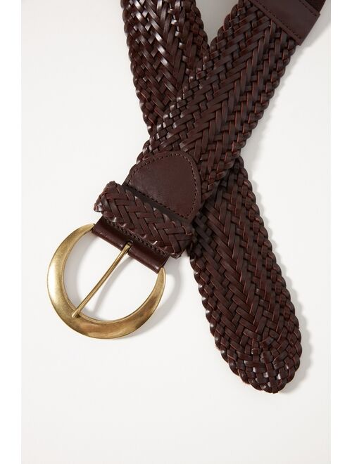 Anthropologie Woven Leather Stretch Belt