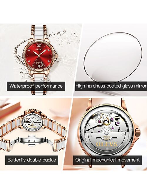 OLEVS Women watch Set Waterproof Automatic Mechanical watch Female Ceramic watch Gift for Women Wristwatches