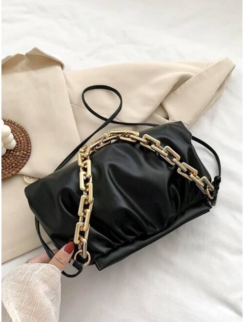 Shein Chain Handle Ruched Shoulder Bag