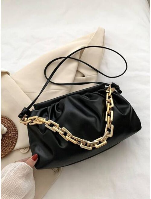 Shein Chain Handle Ruched Shoulder Bag