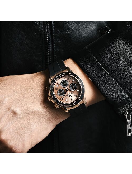 PAGANI DESIGN Top Brand New Men Quartz Wristwatch Luxury Sapphire Glass Sports Watch Rubber Strap Chronograph Watch Men Relogio