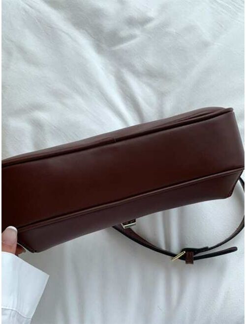 Shein Push Lock Shoulder Baguette Bag