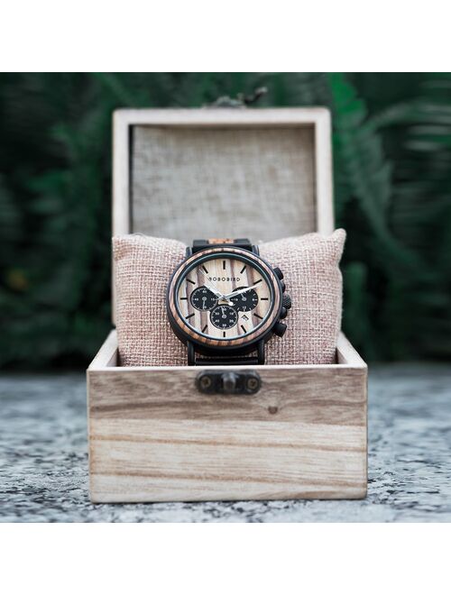 BOBO BIRD Wooden Watch Men erkek kol saati Luxury Stylish Wood Timepieces Chronograph Military Quartz Watches in Wood Gift Box