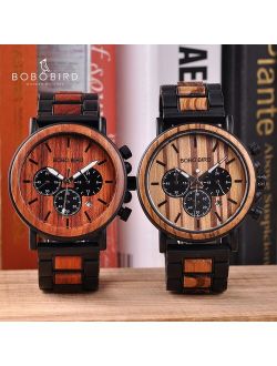 Wood Quartz Wrist Watches BOBO BIRD Men Watch Multifunction Chronograph Timepiece Luminous Hand relogio masculino In Gift Box