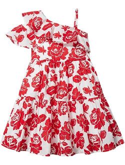 One Shoulder Floral Dress (Toddler/Little Kids/Big Kids)