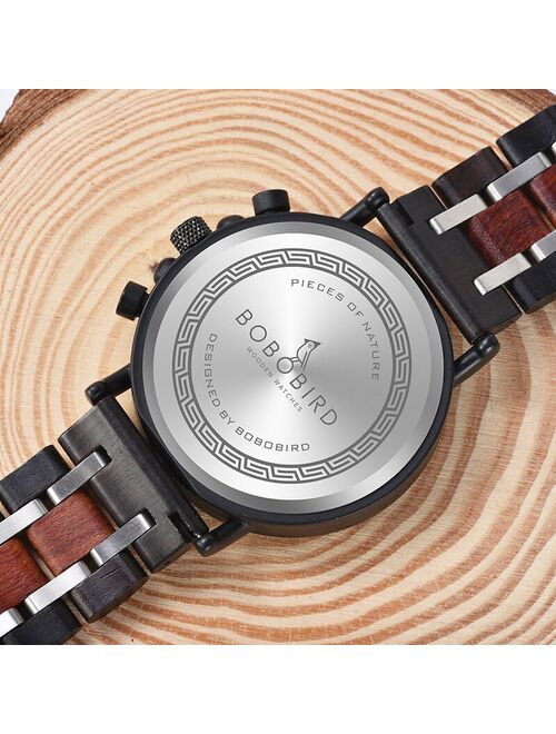 BOBOBIRD Man Watch Wrist Watches For Man 2020 Chronograph Stopwatch Auto Date Mens Quartz Wristwatch Wood Timepieces Wooden Box