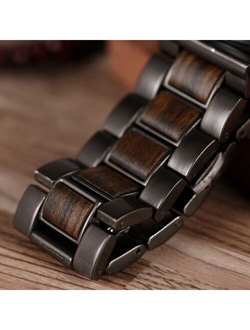 BOBO BIRD Luxury Wood Stainless Steel Men Watch Stylish Wooden Timepieces Chronograph Quartz Watches relogio masculino Gift Man