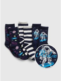 Kids Space Graphic Crew Socks