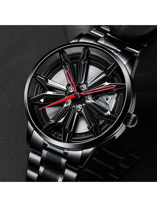 NIBOSI 2021 New Unique Custom Design Watch Men Sport Waterproof Car Wheel Rim Hub Watch Quartz Wristwatch Relogio Masculino