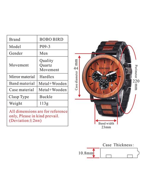 BOBO BIRD Wooden Men's Watches Quartz Wristwatches Luxury Quartz Man Watch  Wrist Watch For Men Gifts Relogio Masculino C-P09-3