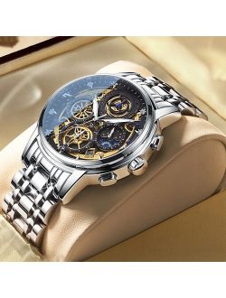 2021 New Fashion Men's Watch Stainless Steel Top Brand Luxury Waterproof  Sports Chronograph Quartz  Men's Relogio Masculino