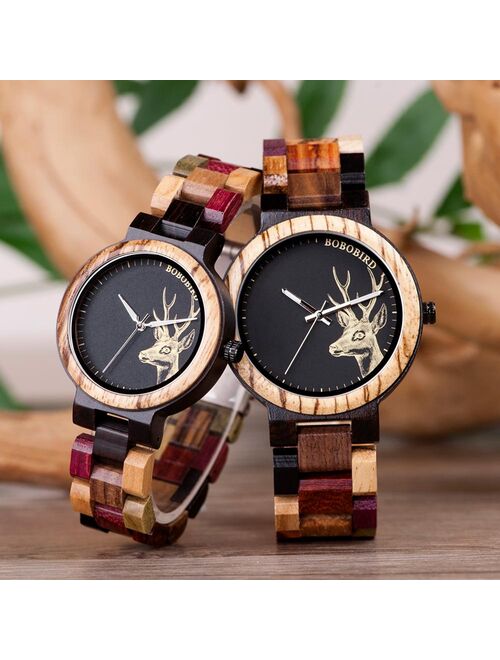 BOBO BIRD Wooden Couple Watch Relogio Masculino Quartz Watches for Men Women Wood Clock Timepieces Ideal Gifts erkek kol saati