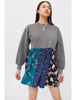 Recycled Floral Sweatshirt Mini Dress