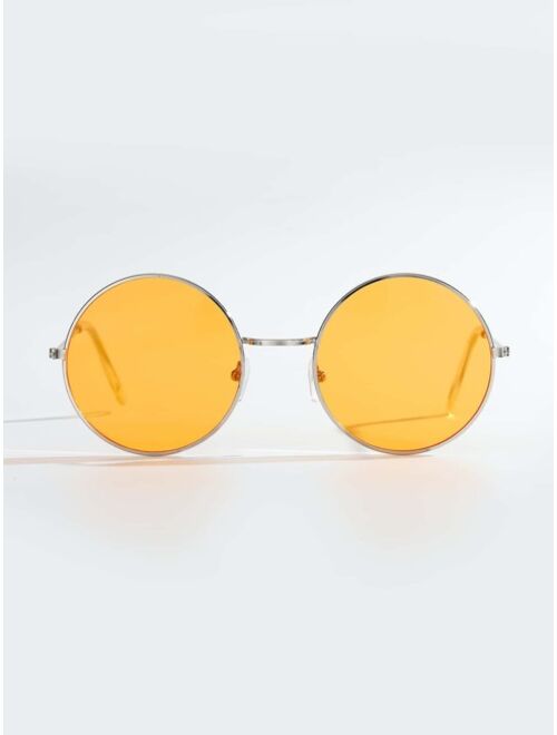 Shein Men Round Frame Tinted Lens Sunglasses