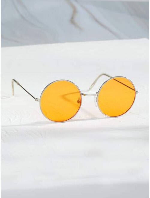 Shein Men Round Frame Tinted Lens Sunglasses