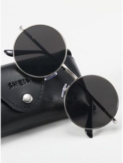 Men Round Metal Frame Sunglasses