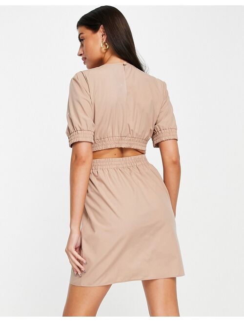 Asos Design cut out mini dress with ring detail in brown
