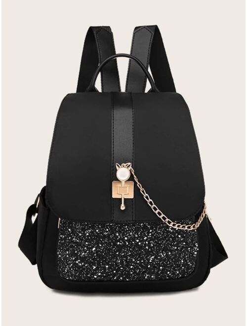 Shein Glitter Detail Flap Backpack