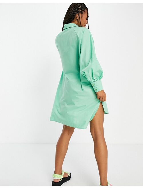Asos Design oversized boyfriend mini shirt dress in bright green