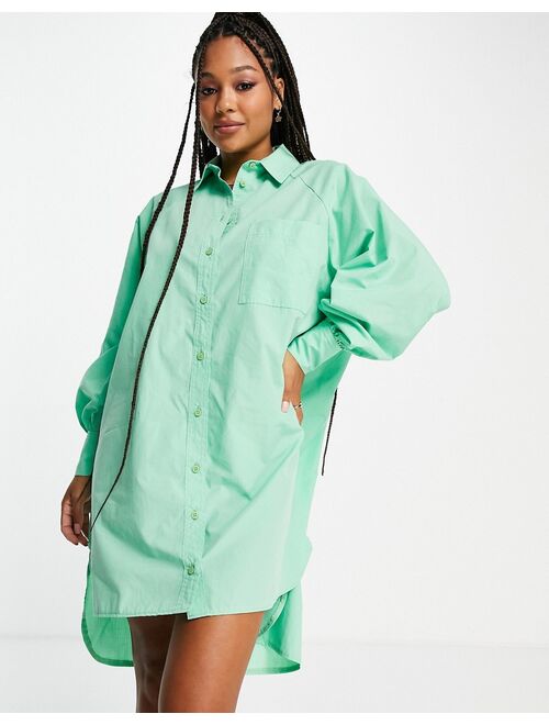 Asos Design oversized boyfriend mini shirt dress in bright green