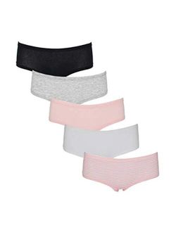 Boy Shorts Underwear for Women, (5 Pack) of Soft Cotton Panties Ladies Love