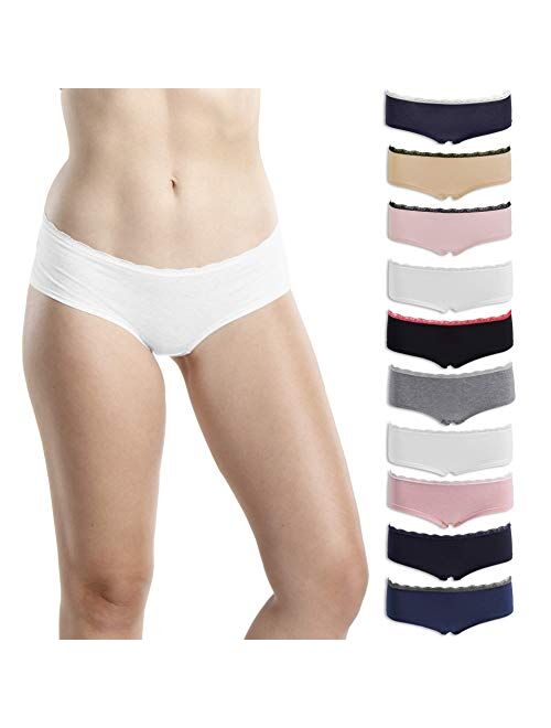 Womens Underwear Cotton, Boy Shorts Pack for Woman Comfort Stretch Lace Short