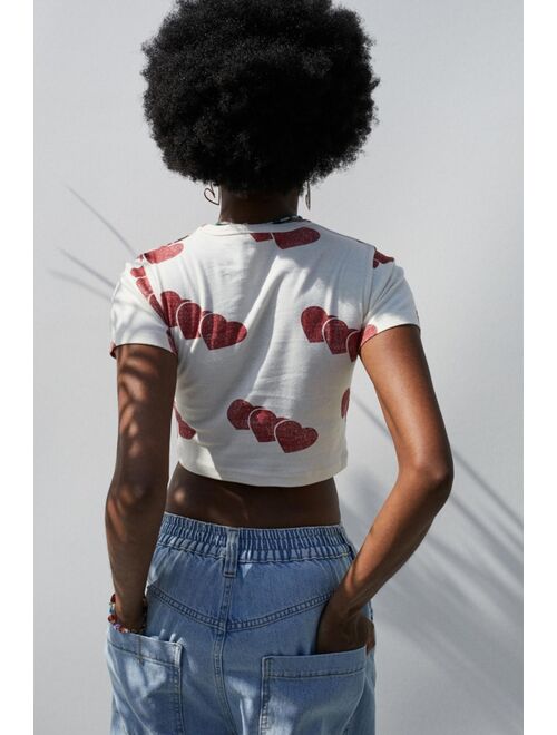 Urban outfitters UO Printed Love Heart Baby Tee